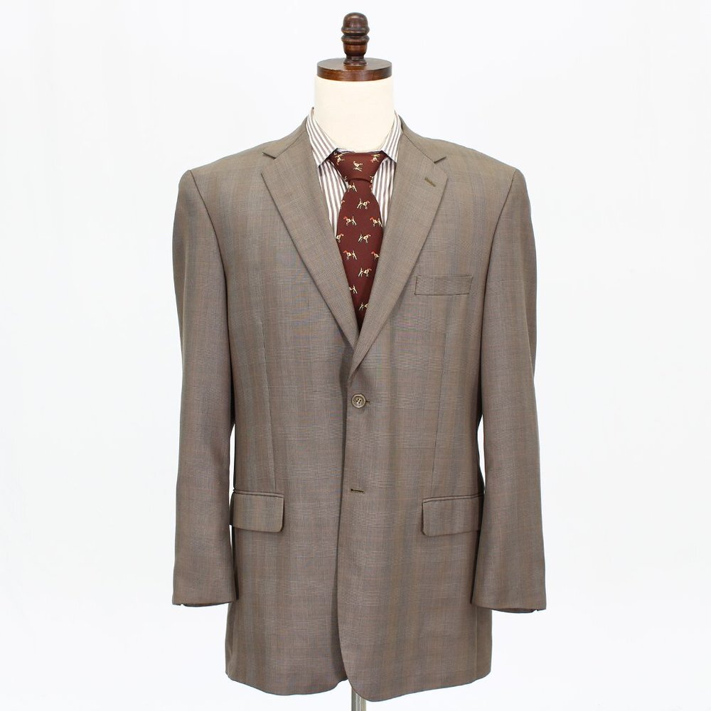 Luca Rossi 44L Brown Check 2-Button Sport Coat Blazer Jacket B979